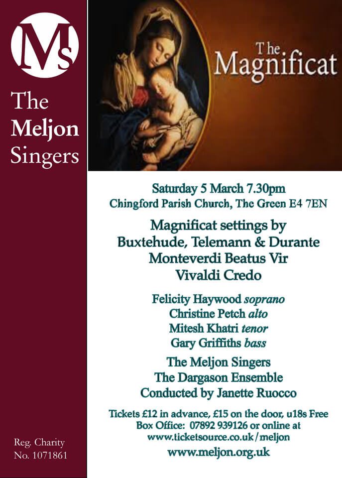 Next concert - Meljon The Magnificat 05-03-22